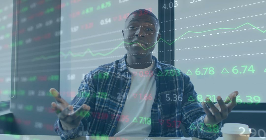 Confident Businessman Tackling Real-Time Financial Data Challenges