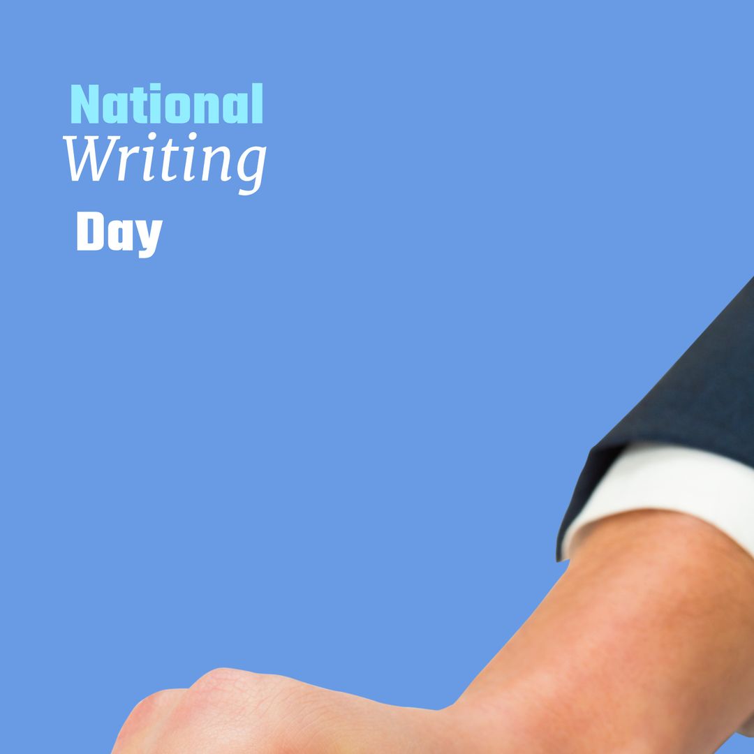 National Writing Day Concept with Text on Blue Background