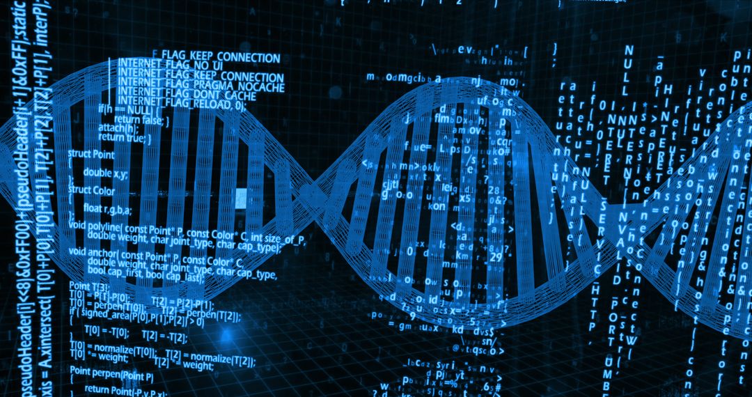 DNA Strand with Data Interface Visualizing Digital Science - Free Images, Stock Photos and Pictures on Pikwizard.com