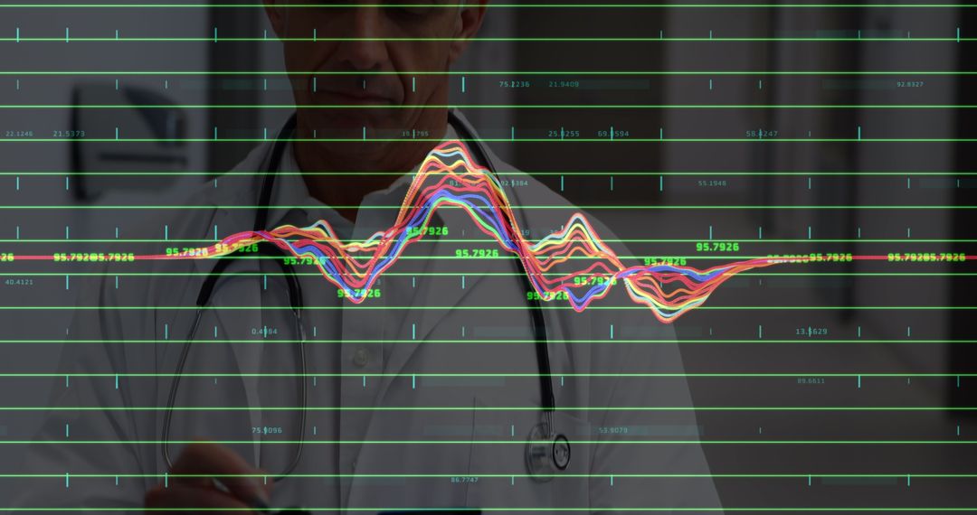 Doctor Analyzing Data with Complex Financial Graph Interface