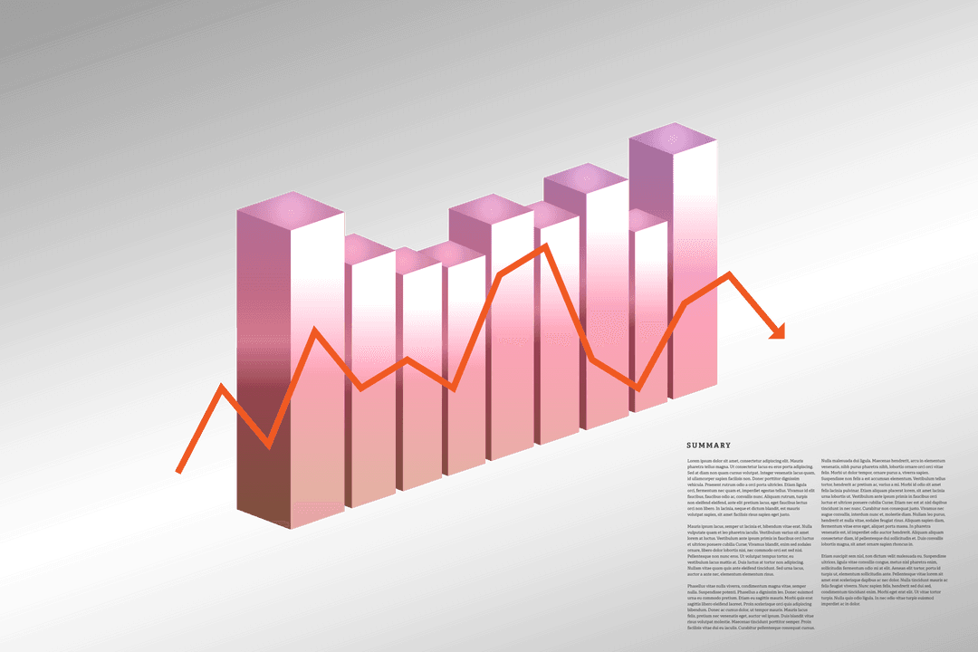 Pink Gradient Graph with Downward Trend on Transparent Background