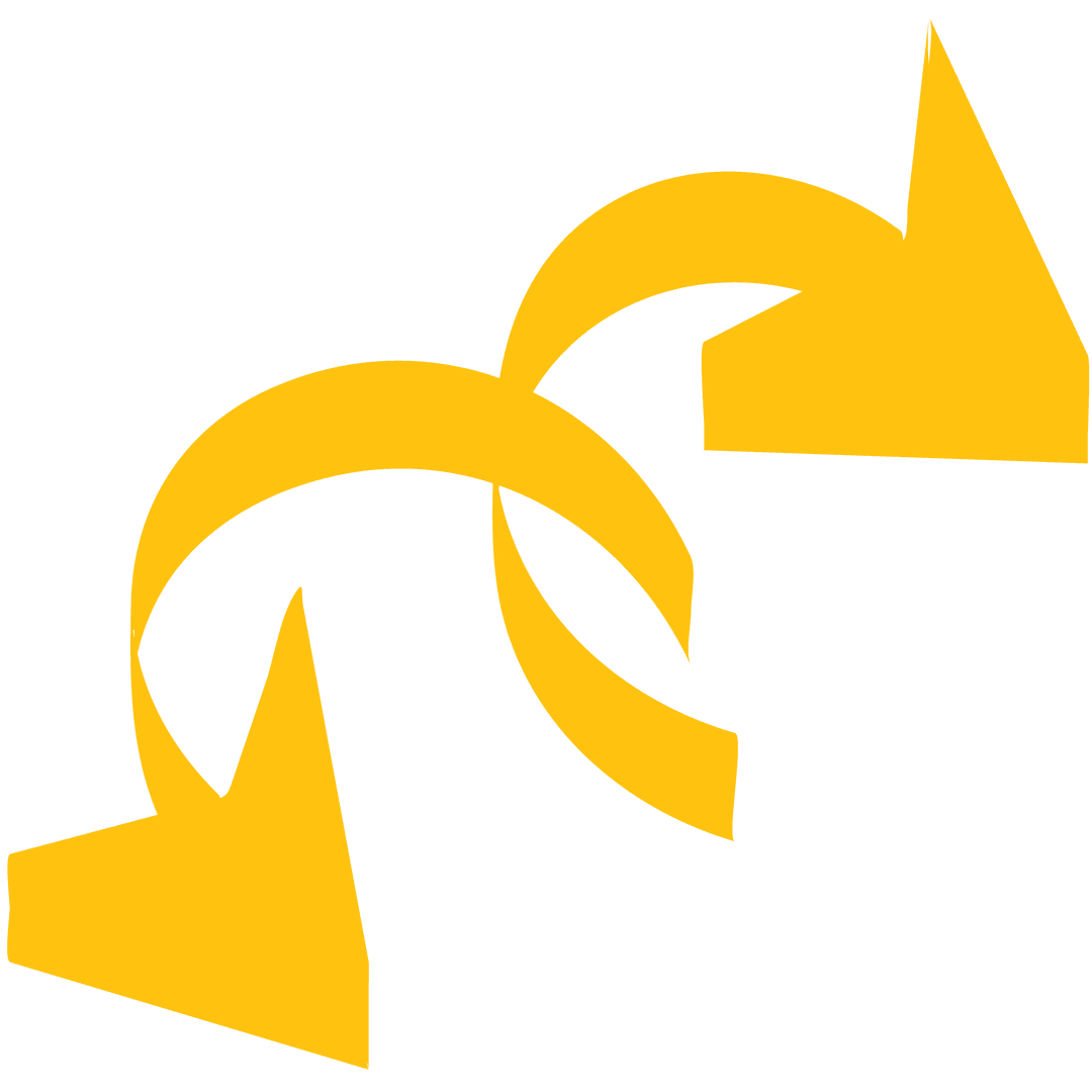 Transparent Yellow Curved Down Arrows on Clear Background