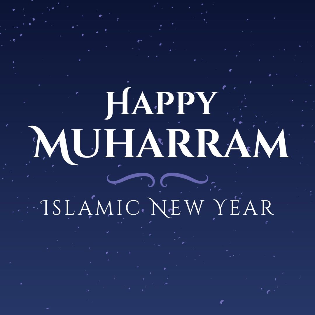 Illustration of happy muharram islamic new year text on blue background - Download Free Stock Templates Pikwizard.com