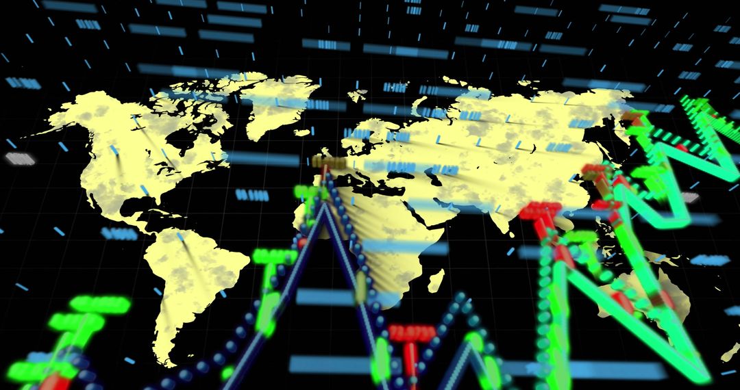 Futuristic Global Data Analytics with Neon Arrows