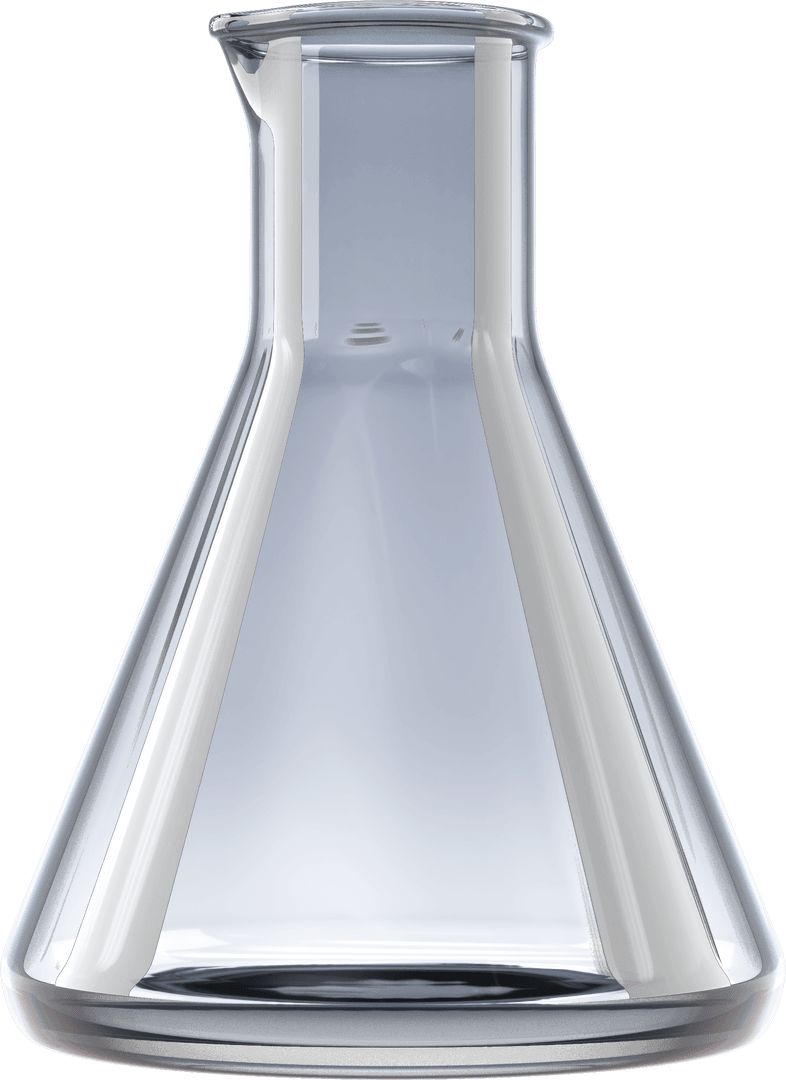Transparent Glass Flask on White Background