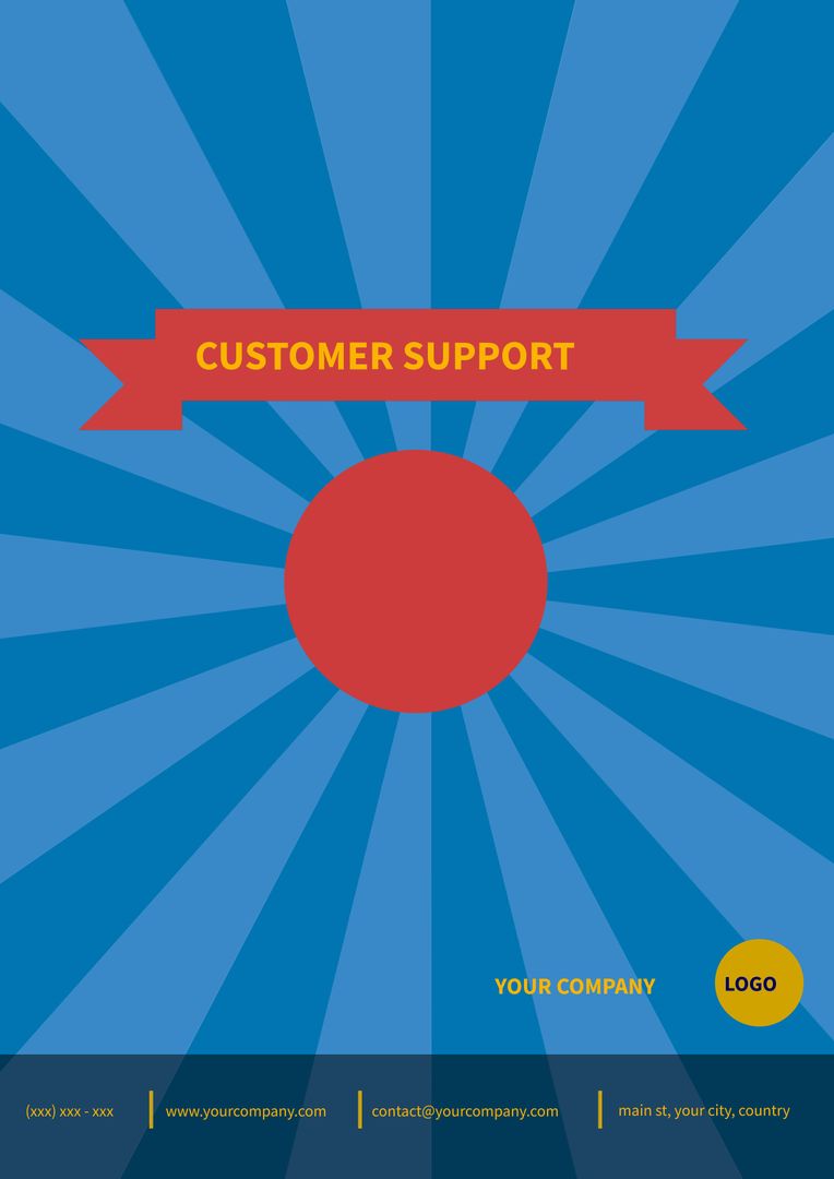 Blue Burst Customer Support Promotion Poster Template with Red Accent - Download Free Stock Templates Pikwizard.com