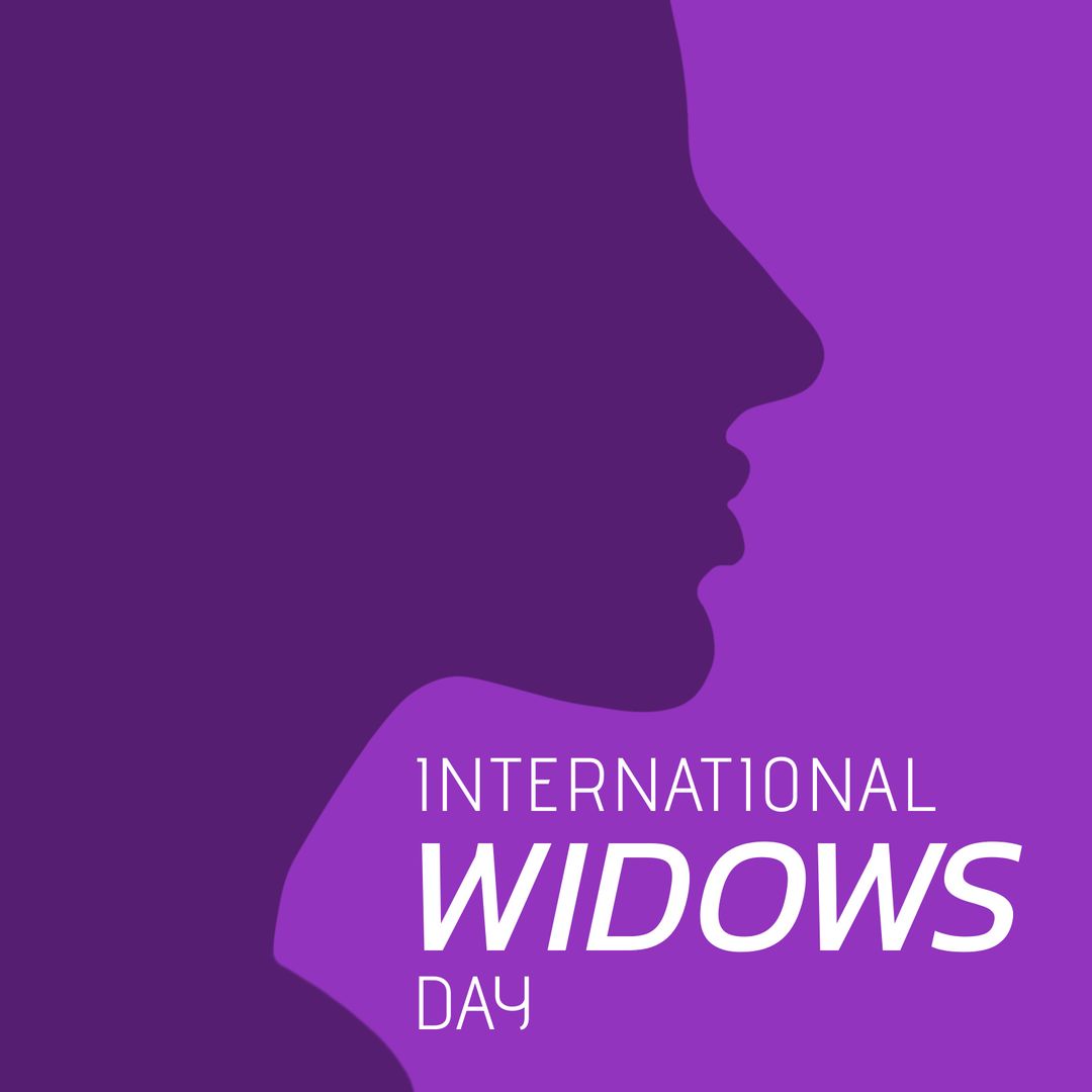 Silhouette of Woman with International Widows Day Text on Purple Background - Download Free Stock Templates Pikwizard.com