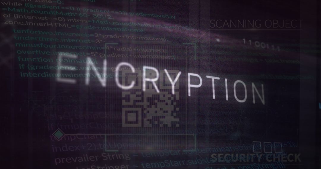 Cyber Security and Data Encryption Concept with QR Code Overlay