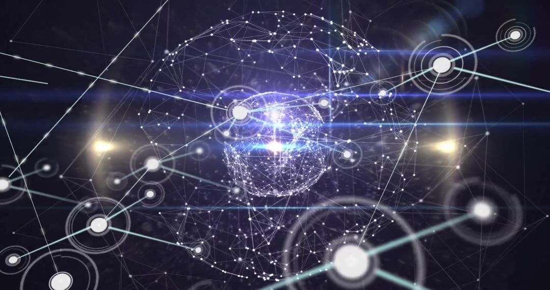 Global network connections and data processing conceptual art