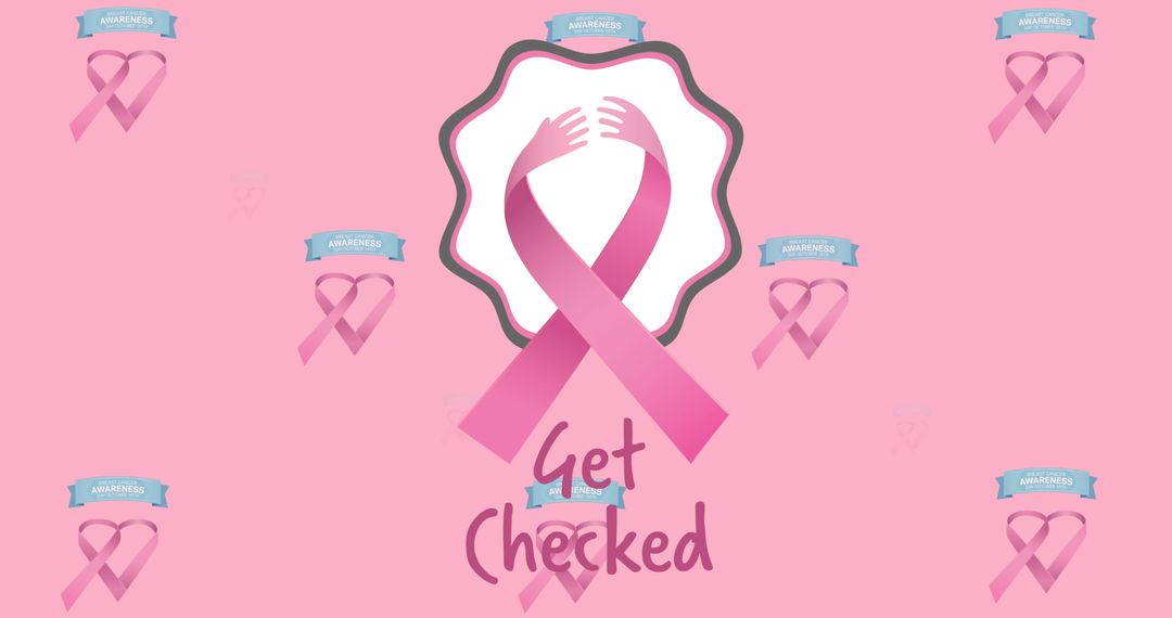 Breast Cancer Awareness Campaign with Pink Ribbon and Get Checked Message