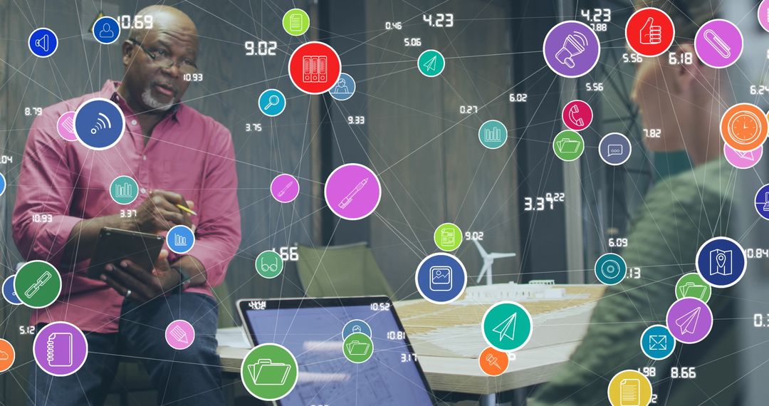 Digital Network Connections in Modern Office Meeting