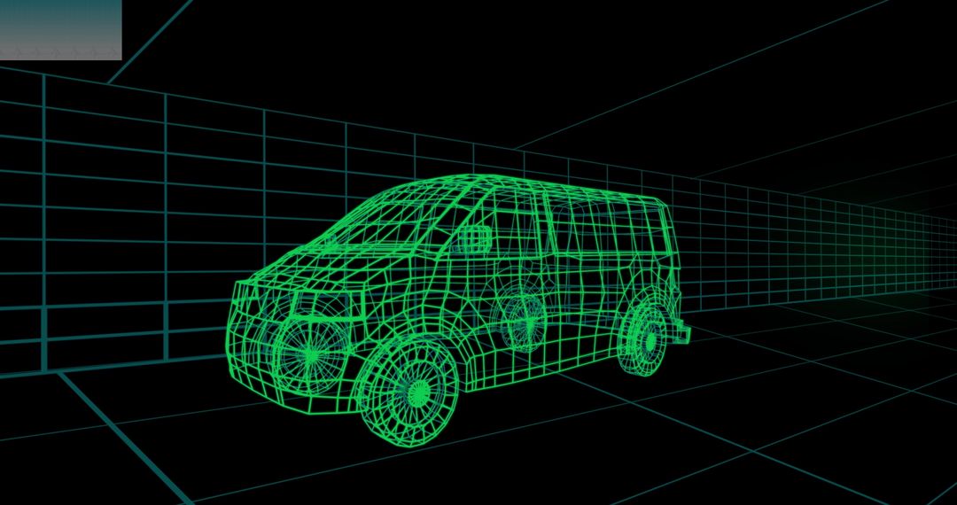 3D Wireframe Digital Van Model on Black Background - Free Images, Stock Photos and Pictures on Pikwizard.com