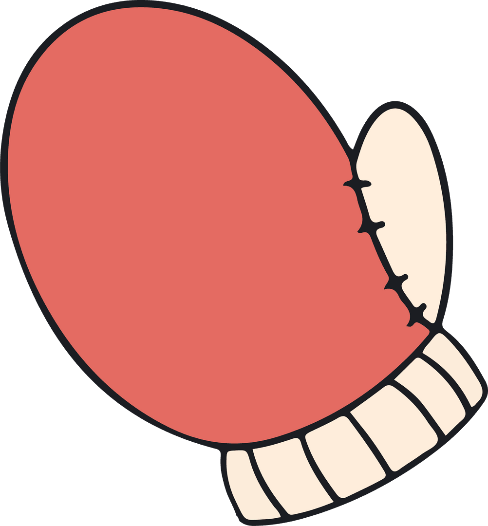 Cartoon Coral Red Boxing Glove on Transparent Background