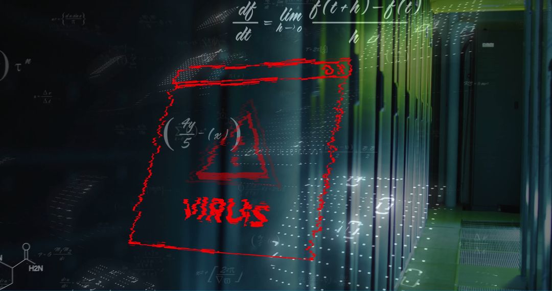 Cybersecurity Warning: Digital Virus Threat on Server Network