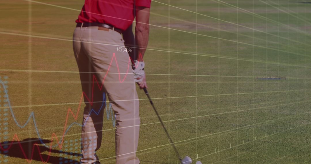 Caucasian Male Golfer Analyzing Performance Data for Strategic Play