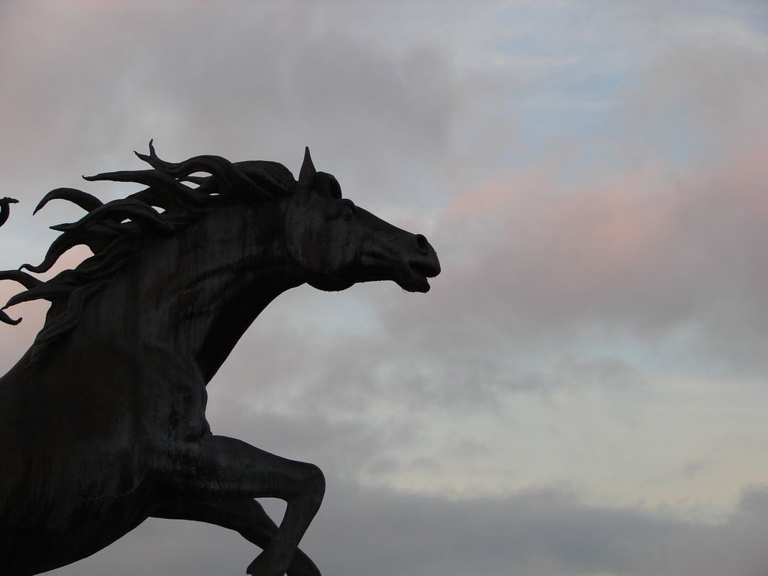 Silhouette of Horse Statue Against Cloudy Sky - Free Images, Stock Photos and Pictures on Pikwizard.com