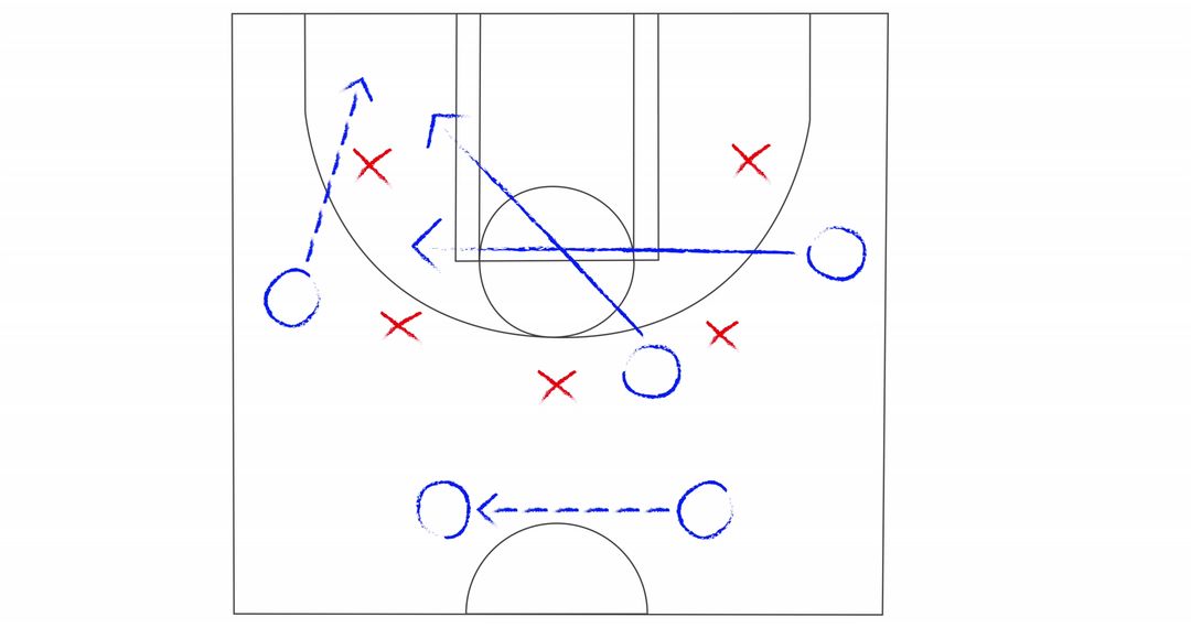 Basketball Court Game Plan with Strategy Illustrations