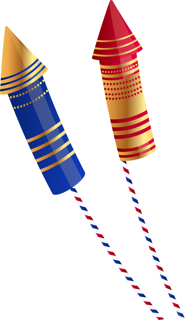 Vibrant Rocket Fireworks with Transparent Background for Festive Celebrations