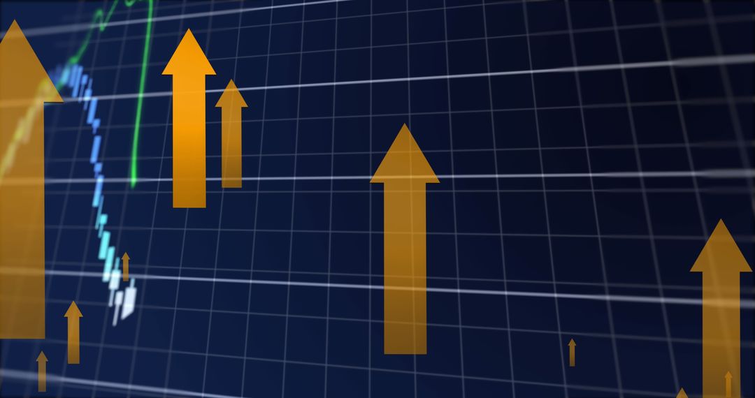 Rising Arrows on Financial Data Grid Indicating Growth