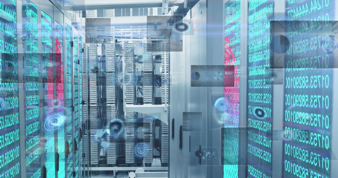 Cybersecurity Encrypted Data and Servers Detail Technology Concept