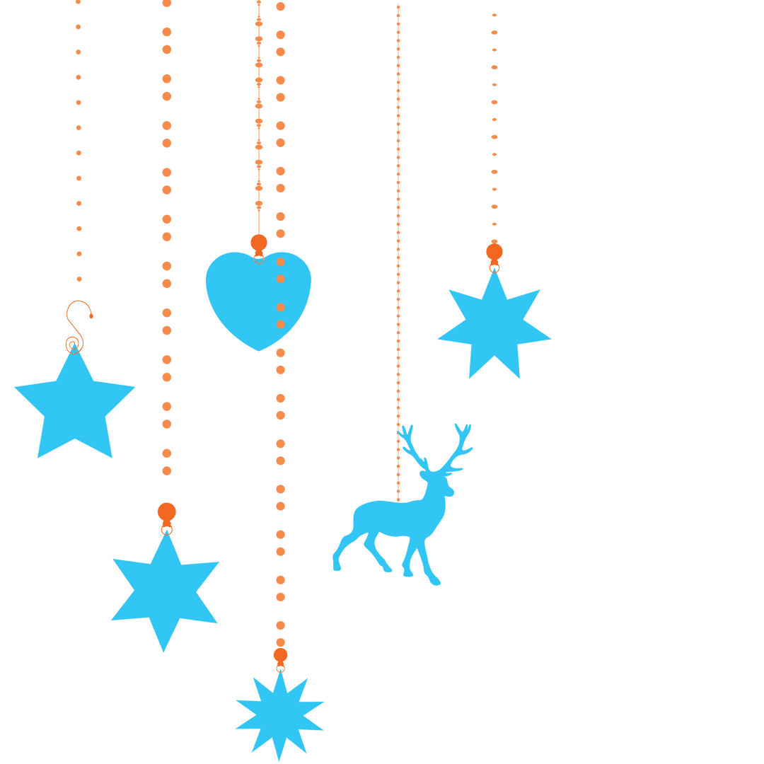 Hanging Christmas Ornaments on Transparent Background Vector Art