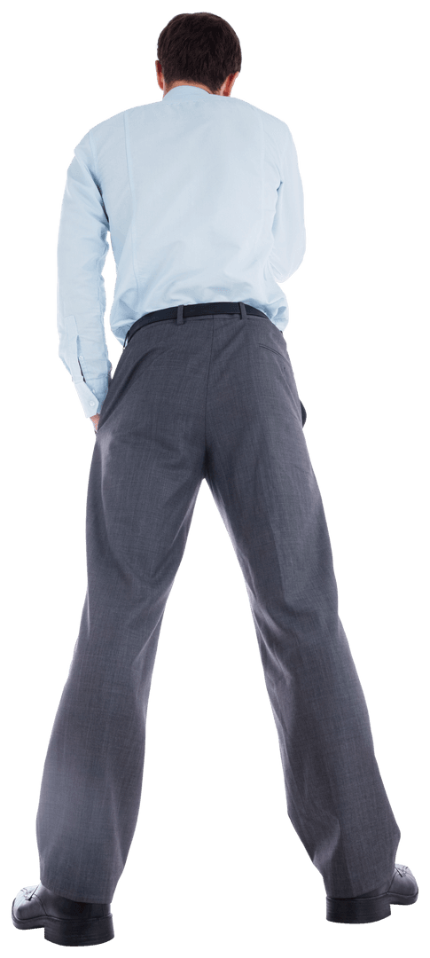 Transparent Businessman in Thoughtful Pose with Gray Suit