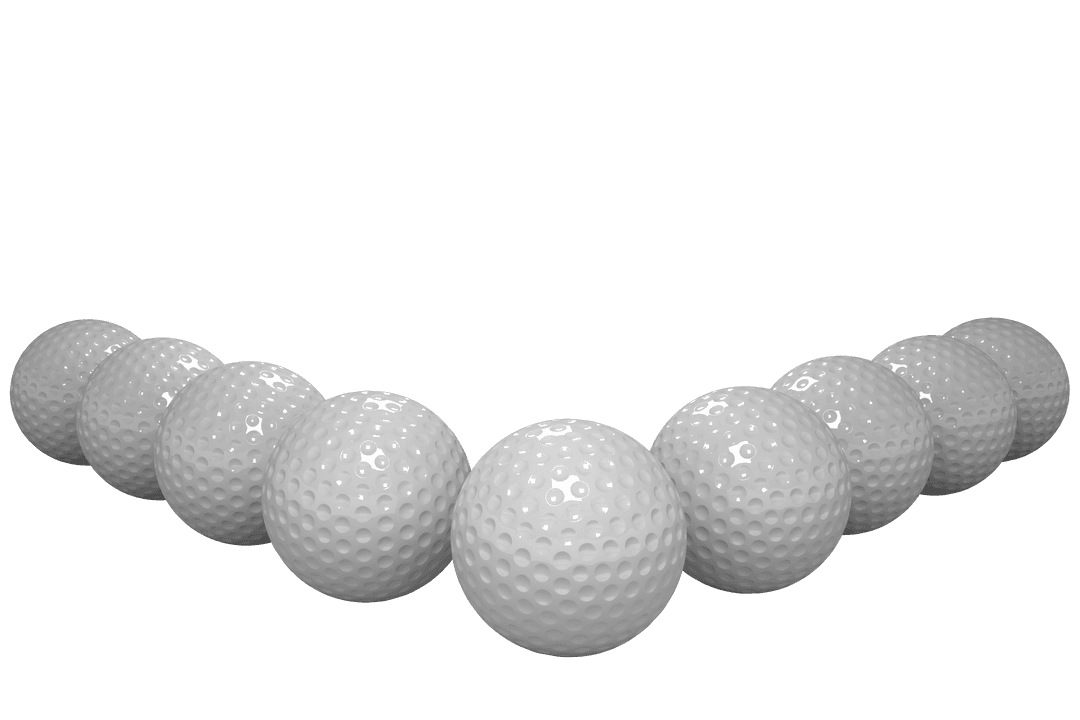 Transparent Arrangement of Golf Balls Close-Up Display