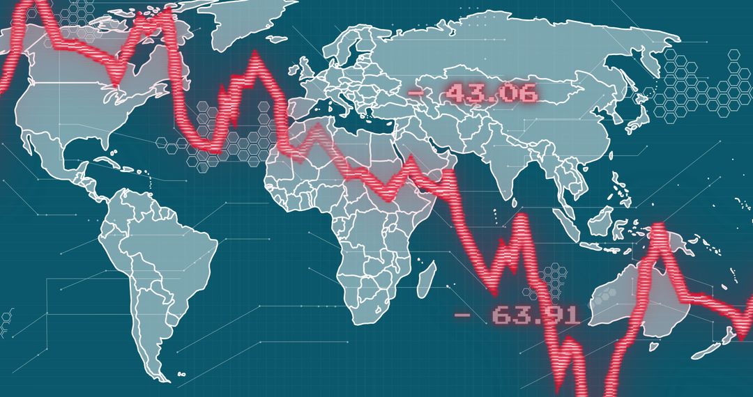 Global Economic Downturn with Falling Red Graph
