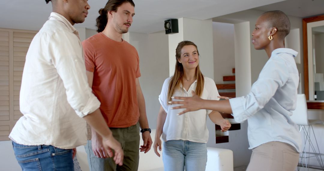 Diverse Friends Brainstorming Together Indoors