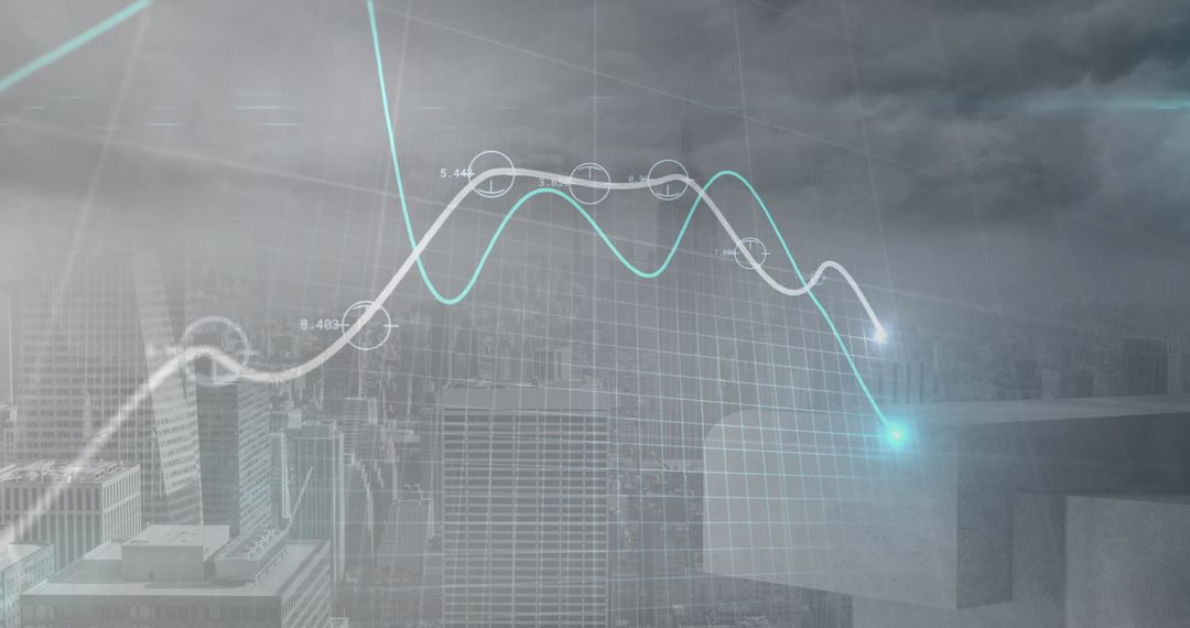 Futuristic Financial Graph over Urban Skyline