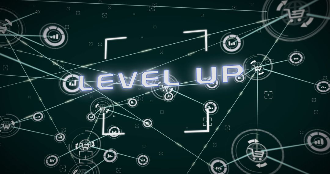 Digital Level Up with Futuristic Data Network and Connections