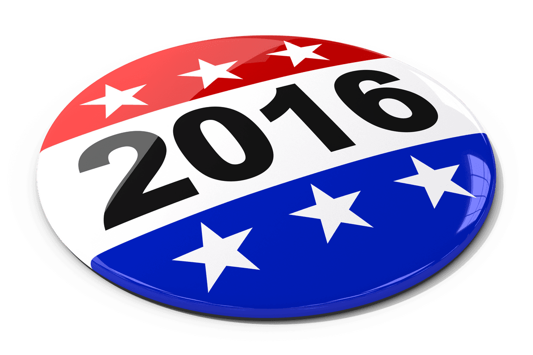 2016 Badge with Stars Transparent Background Illustration