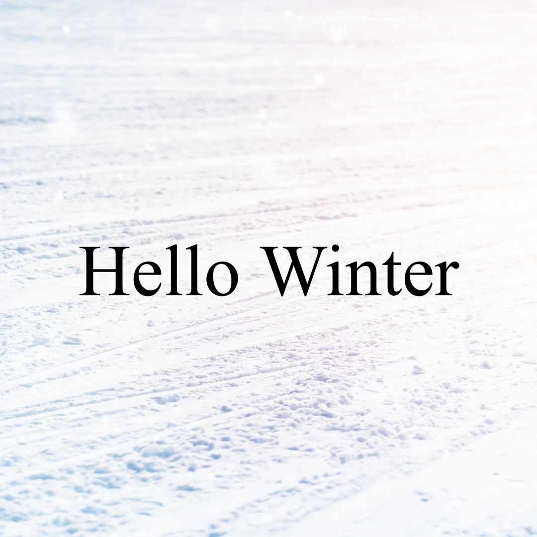 Hello Winter Text on Snow with Tire Tracks - Download Free Stock Templates Pikwizard.com