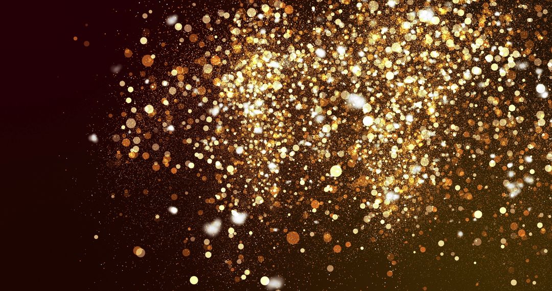 Floating Sparkling Golden Particles on Dark Background