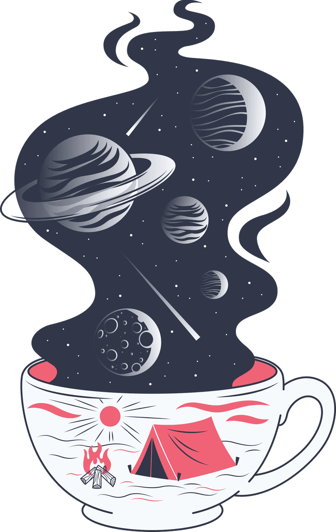 Surreal Transparent Camping Cup with Planets and Galaxy Steam