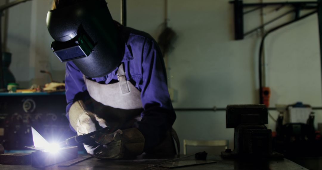 Industrial Welder at Work with Safety Gear - Free Images, Stock Photos and Pictures on Pikwizard.com