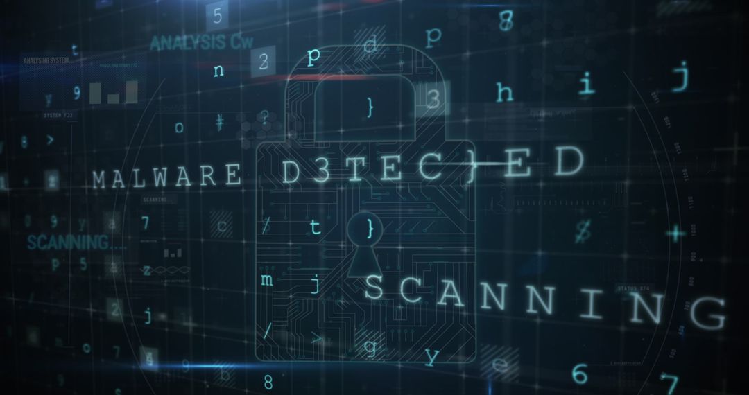Digital interface indicating malware detection in cyber security