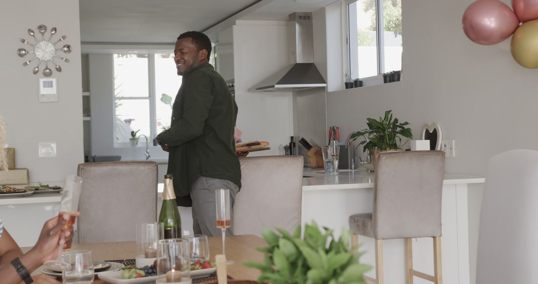 Man Preparing for Festive Celebration at Home