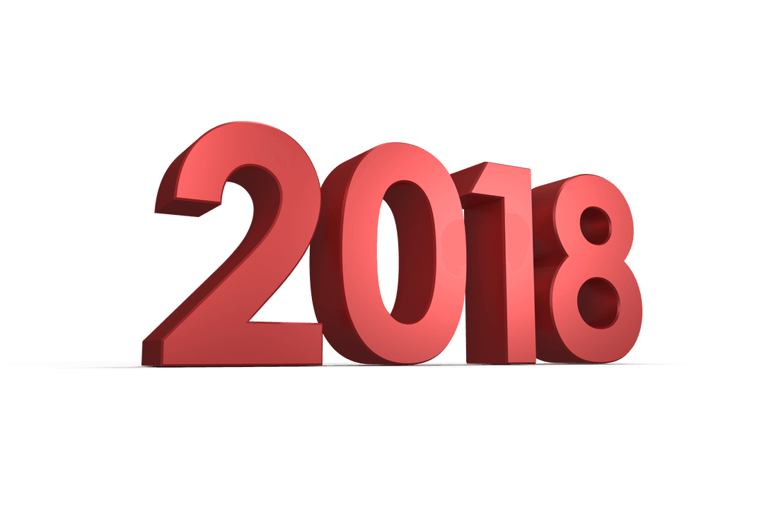3D Red 2018 Text on Transparent Background Illustration