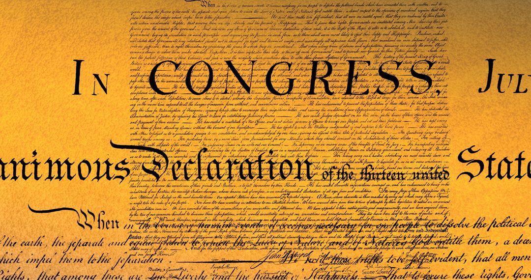 Historic US Constitution Document Digitally Animated against Brown Background
