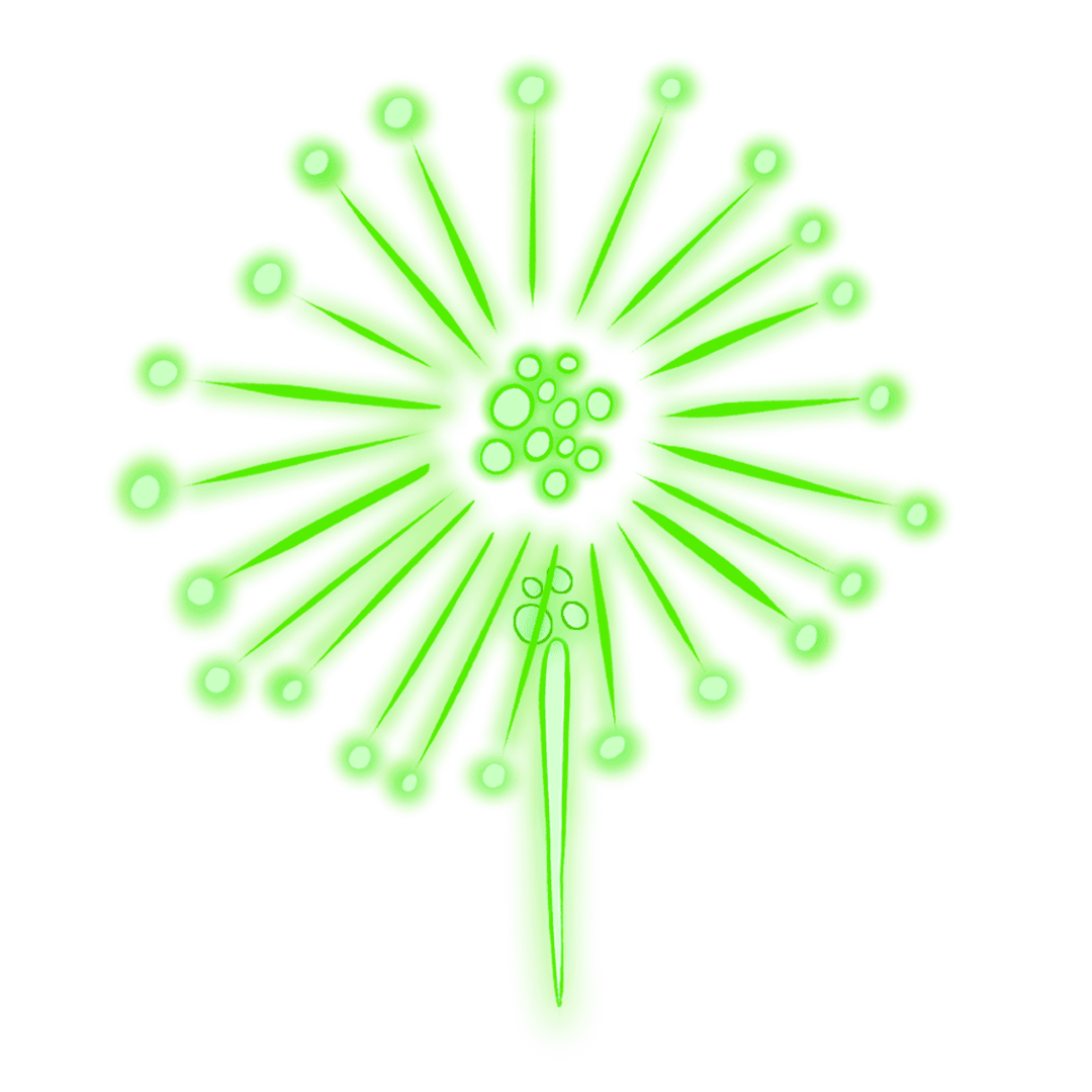 Neon Green Abstract Radial Design on Transparent Background
