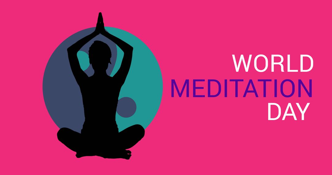 World Meditation Day Celebration Poster with Meditating Silhouette
