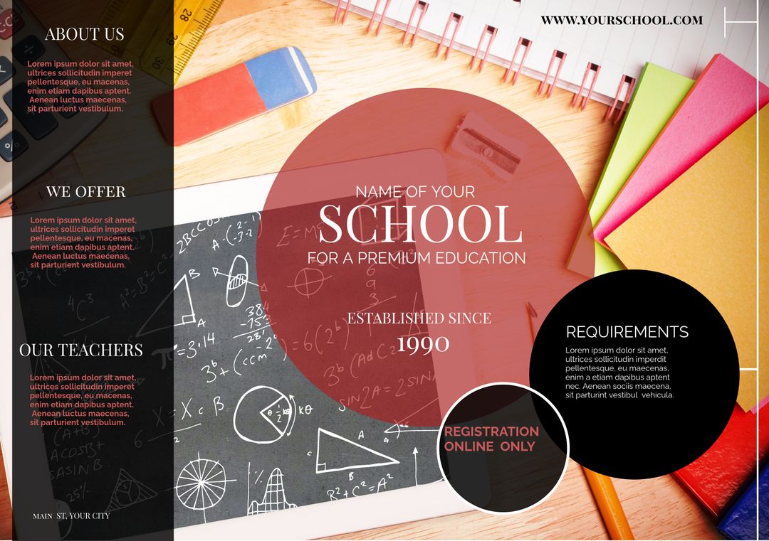 Educational Flyer Template Featuring School Supplies and Math Elements - Download Free Stock Templates Pikwizard.com