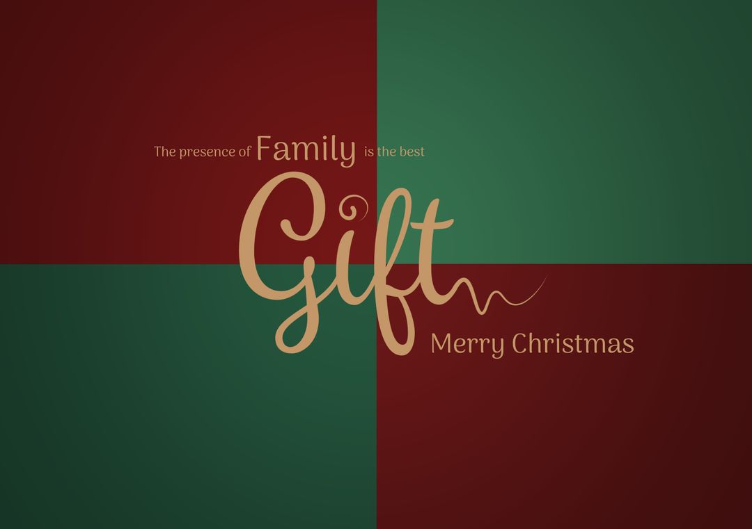 Festive Christmas Greeting with Family Gift Message on Red and Green Background - Download Free Stock Templates Pikwizard.com