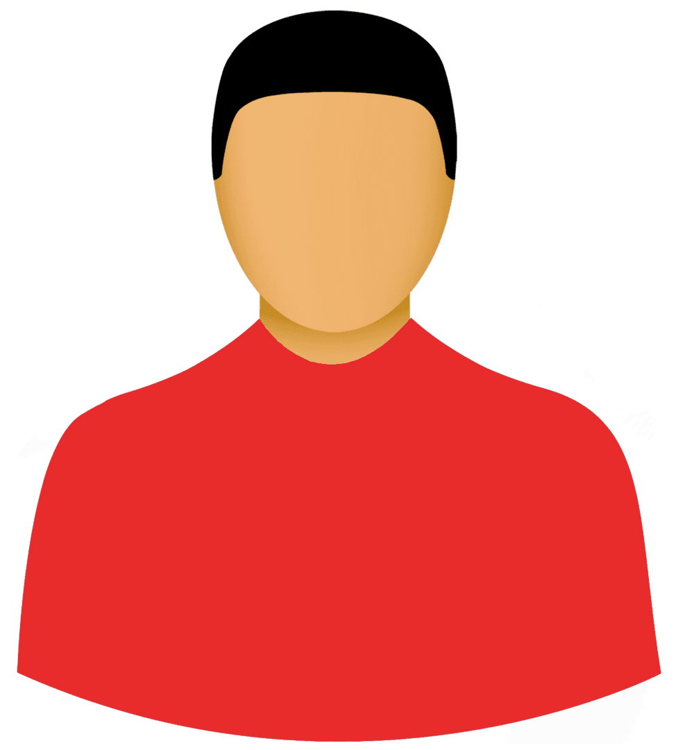 Minimalist Human Silhouette with Red Shirt on Transparent Background