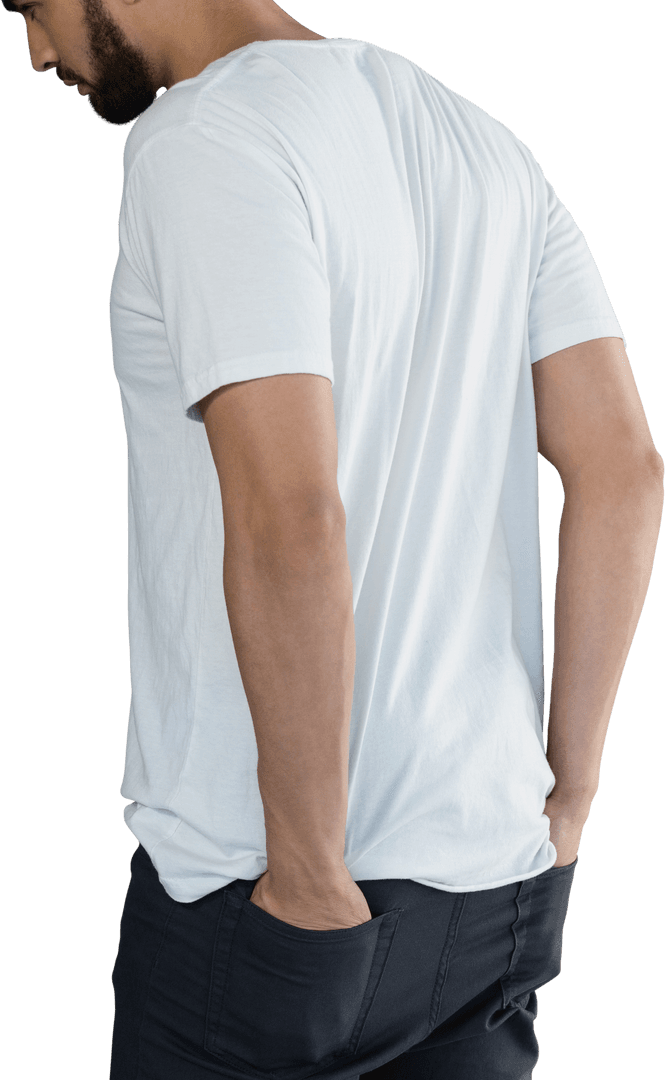Transparent View of Man Wearing Casual Clothing in Rear Profile