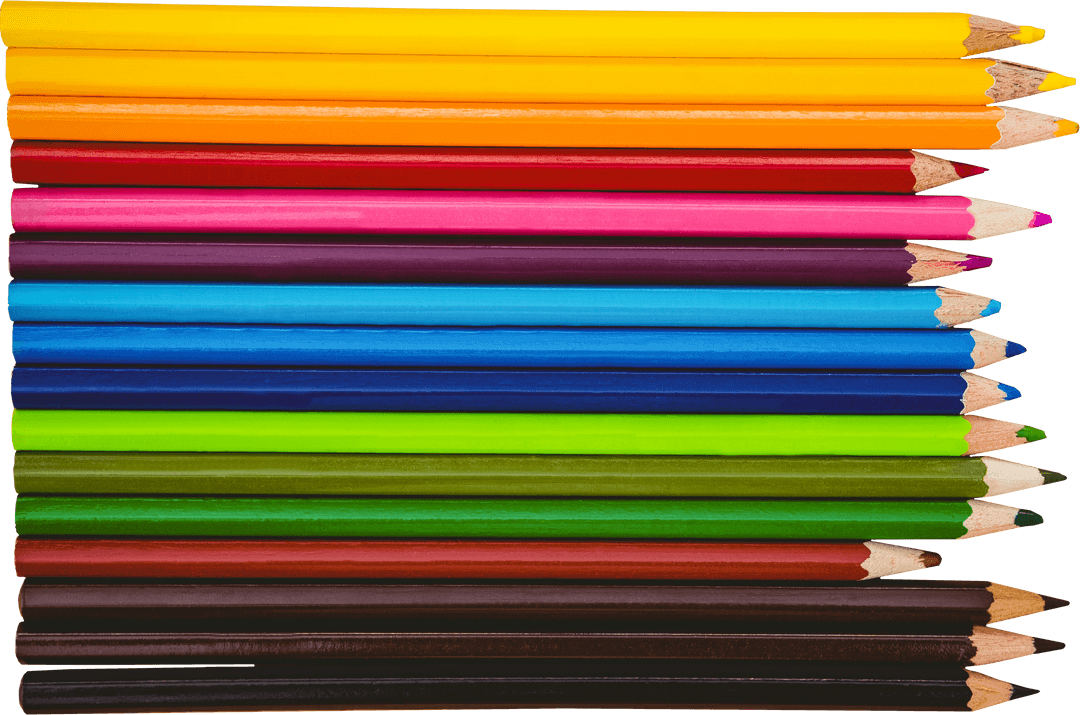 Colorful Pencils on Transparent Background for School Craft Ideas