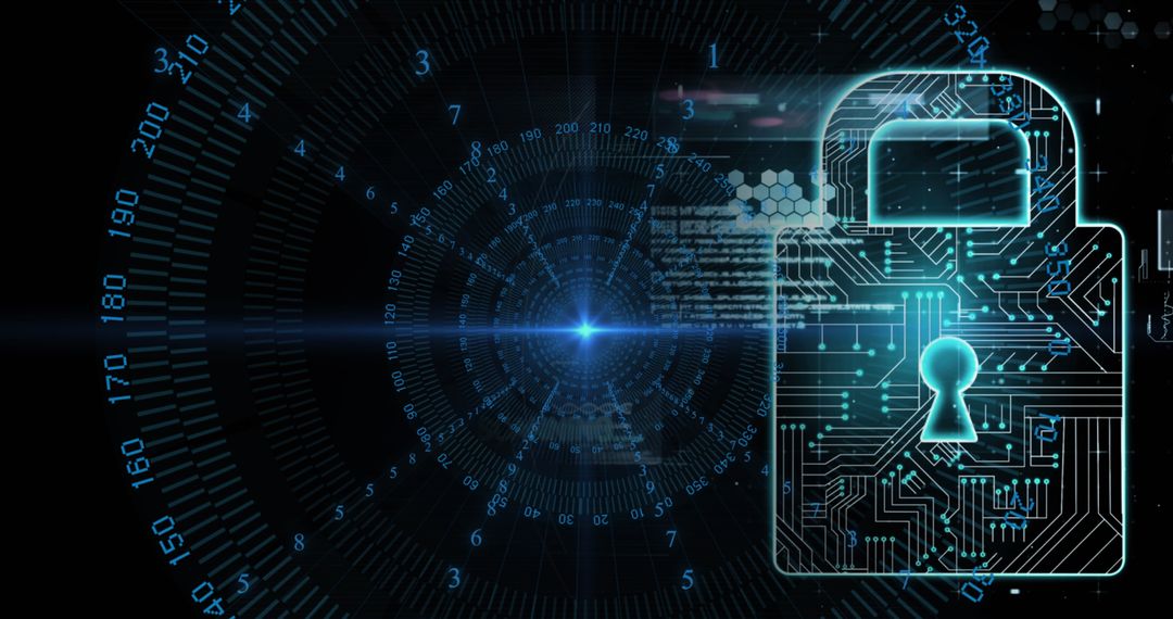 Cyber Security Lock with Digital Data Conceptual Background