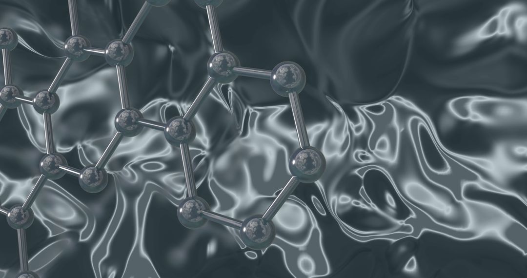 Futuristic Molecule Model on Complex Fluid Background