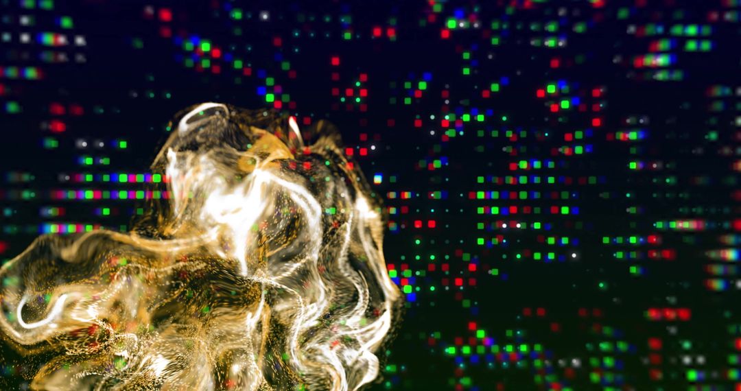 Glowing Digital Network with Colorful Light Grid